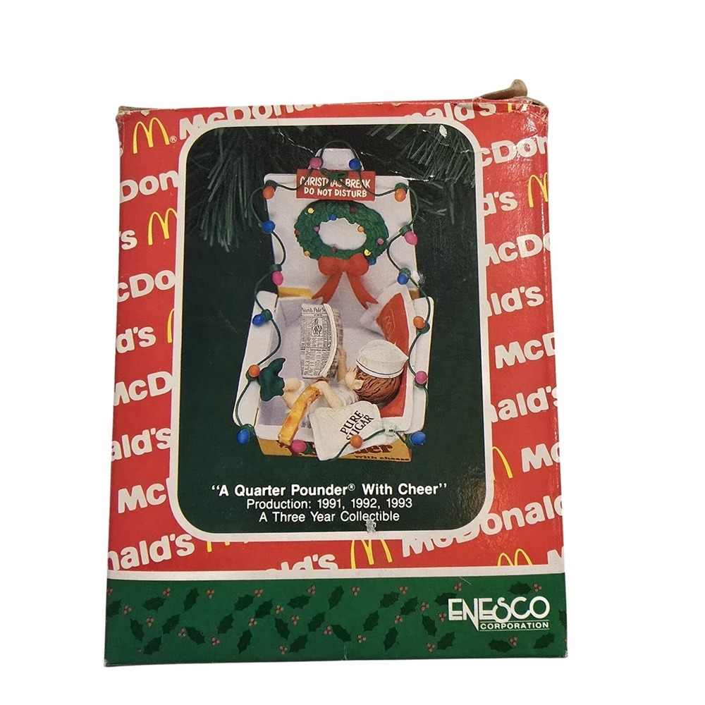 Enesco McDonald's 1991 Christmas Ornament "Quarter Pounder with Cheer" Vintage